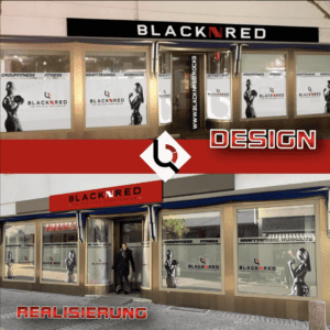 BlacknRed schaufensterfolierung